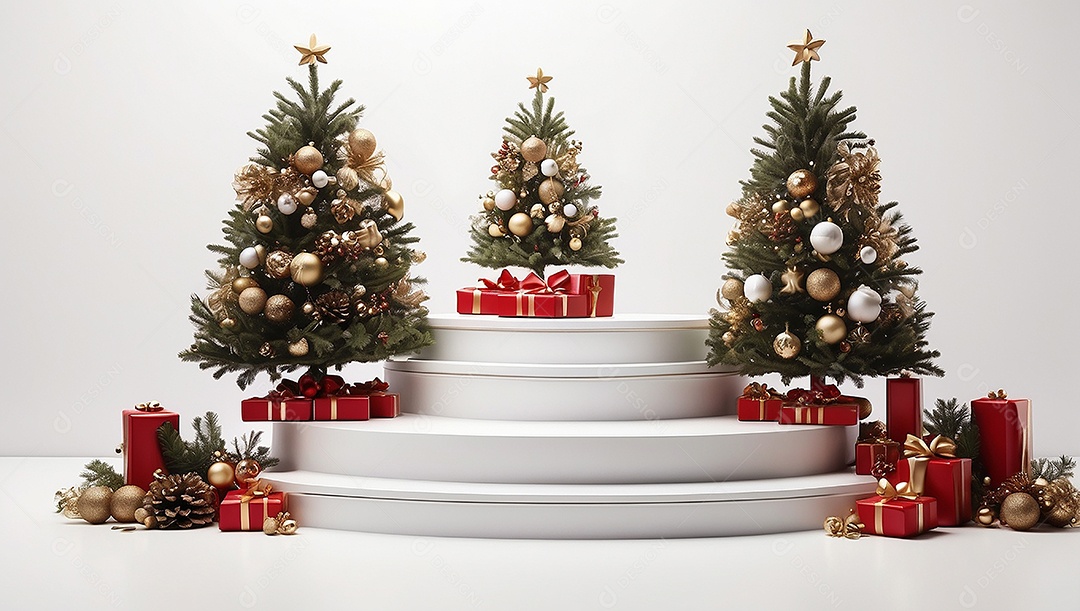 Fundo branco do pódio de natal