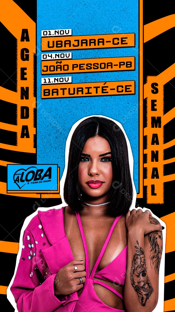 Social Media Flyer Story Agenda Semanal Banda A Loba a Fera Do Amor PSD Editável