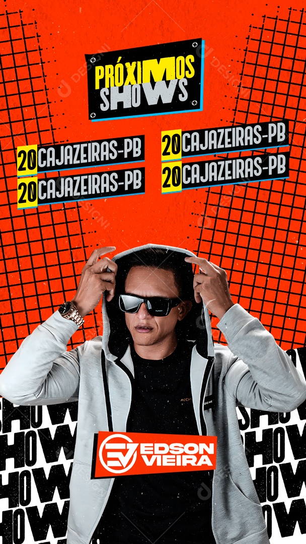 Social Media Flyer Story Próximos Shows Edson Vieira PSD Editável