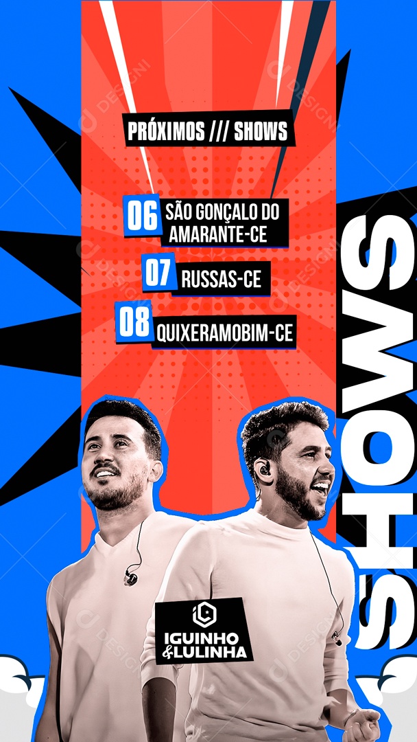 Social Media Flyer Story Próximos Shows Iguinho e Lulinha PSD Editável