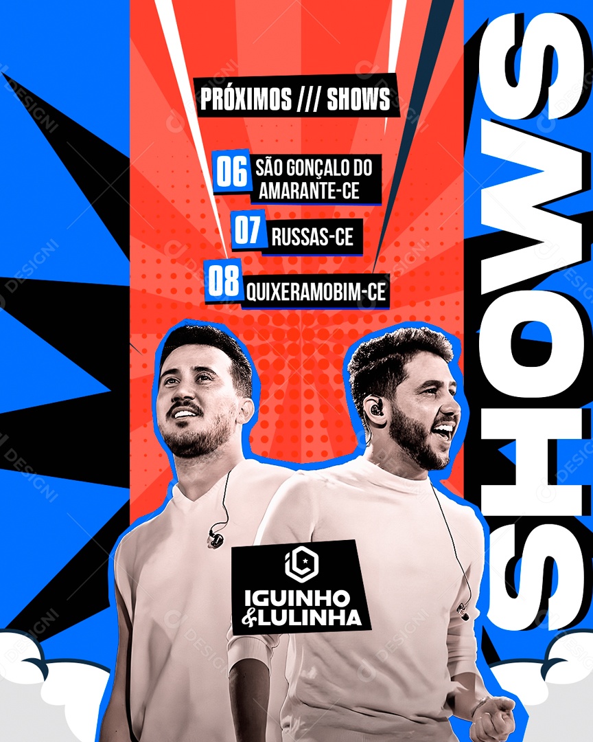 Social Media Flyer Feed Iguinho e Lulinha Próximos Shows PSD Editável