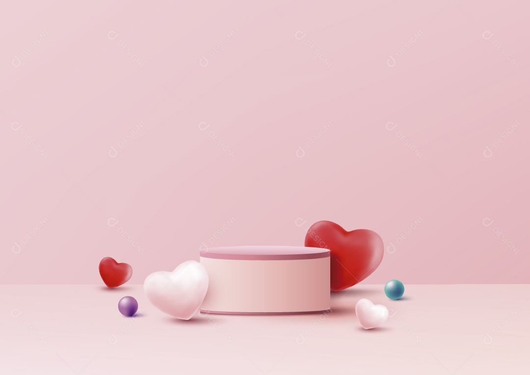 Modelo de Cenário de Pódio do Dia dos Namorados Vetor EPS Editável