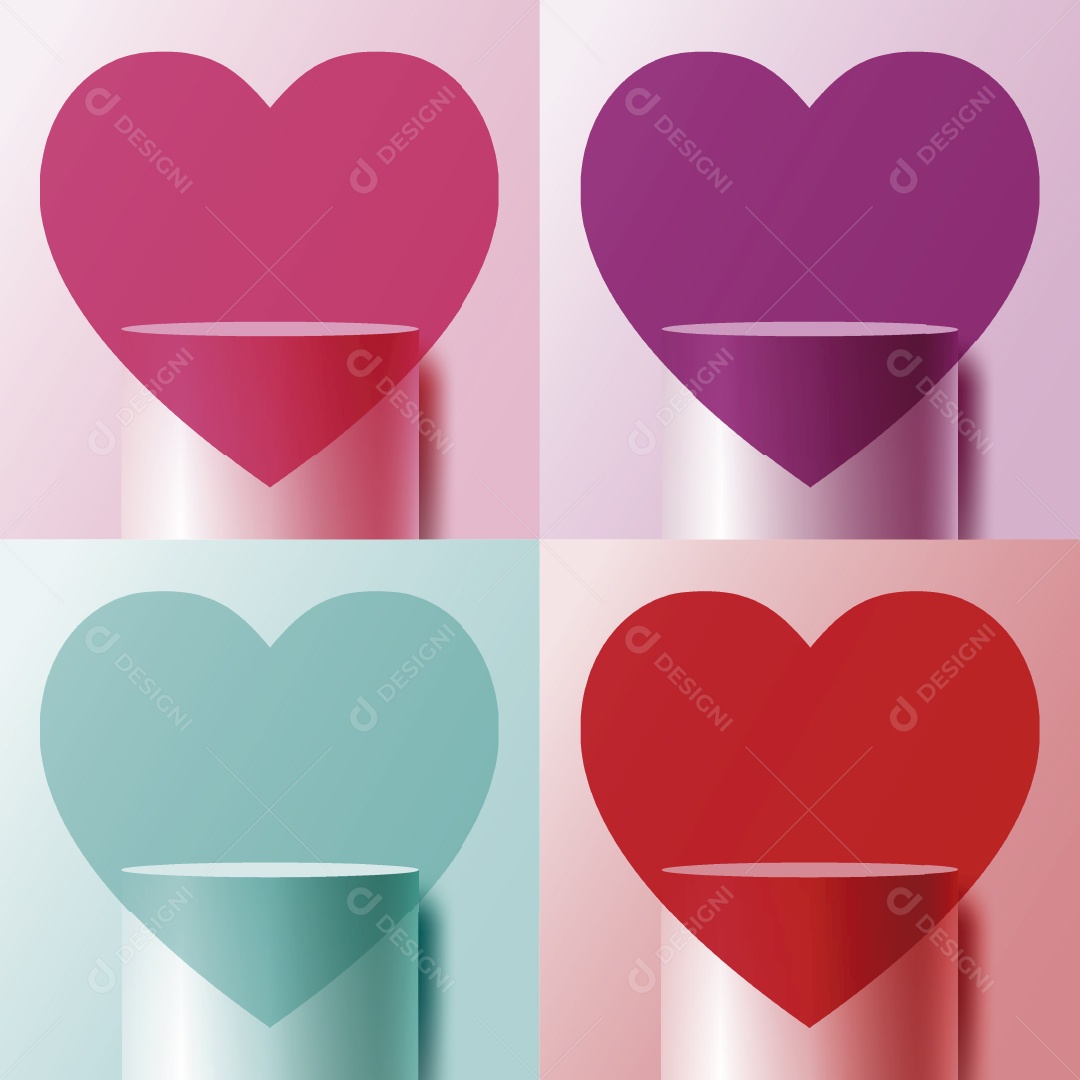 Modelo de Cenário de Pódio do Dia dos Namorados Vetor EPS Editável