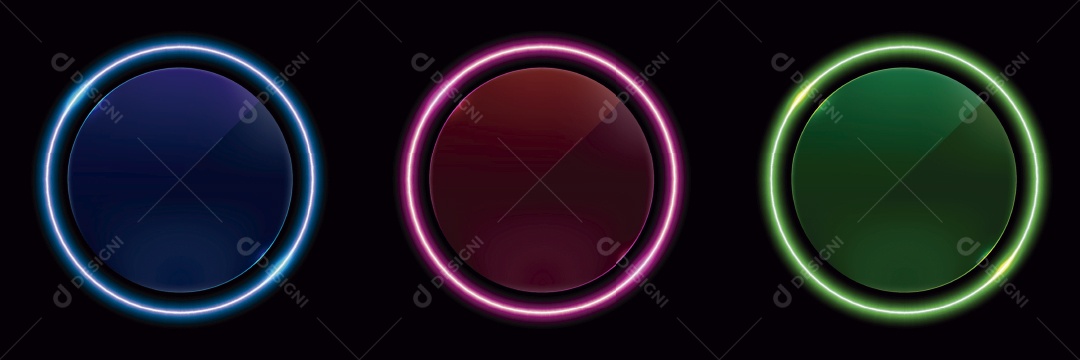 Conjunto de Círculos Estilo Botão Iluminado Vetor EPS Editável