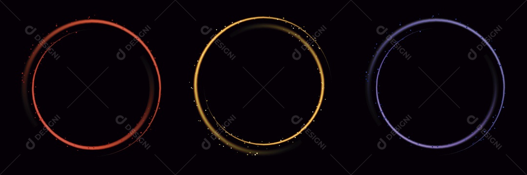 Conjunto de Círculos de Luz Neon Vetor EPS Editável