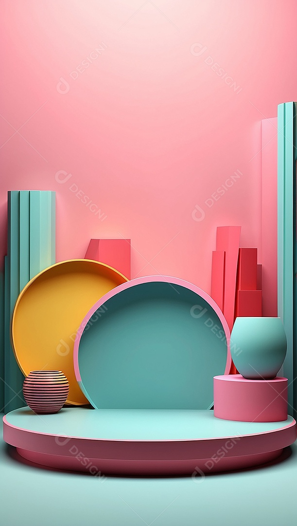 Cenário de pódio de exposição de produtos