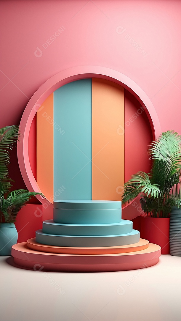 Cenário de pódio de exposição de produtos