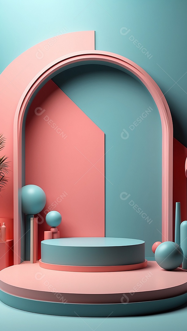 Cenário de pódio de exposição de produtos