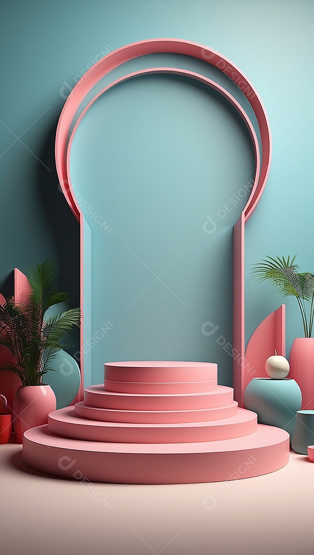 Cenário de pódio de exposição de produtos