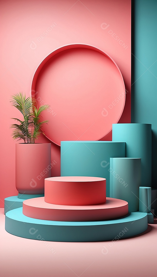 Cenário de pódio de exposição de produtos