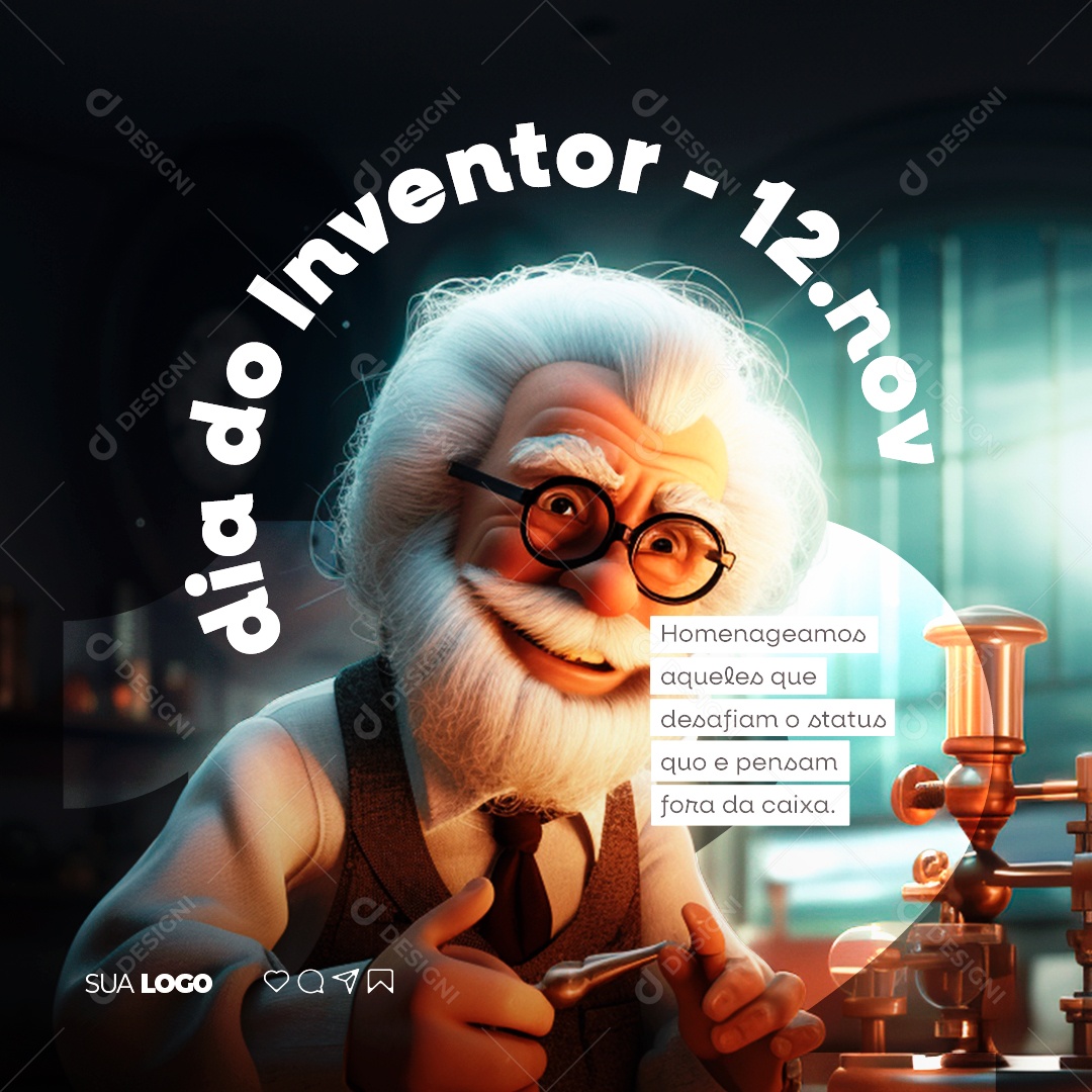 Social Media Dia Nacional do Inventor 12 de Novembro PSD Editável