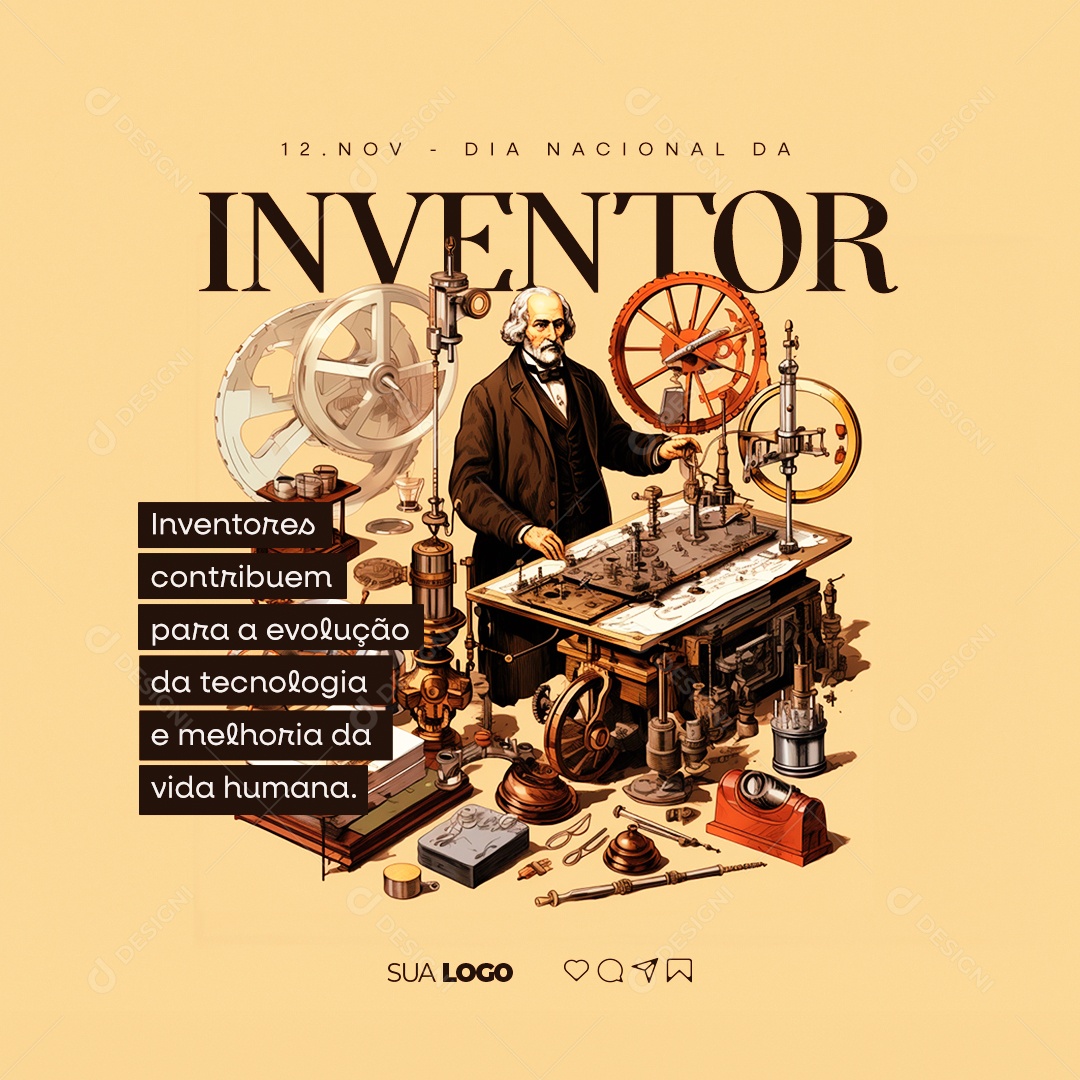 Dia Nacional do Inventor 12 de Novembro Social Media PSD Editável