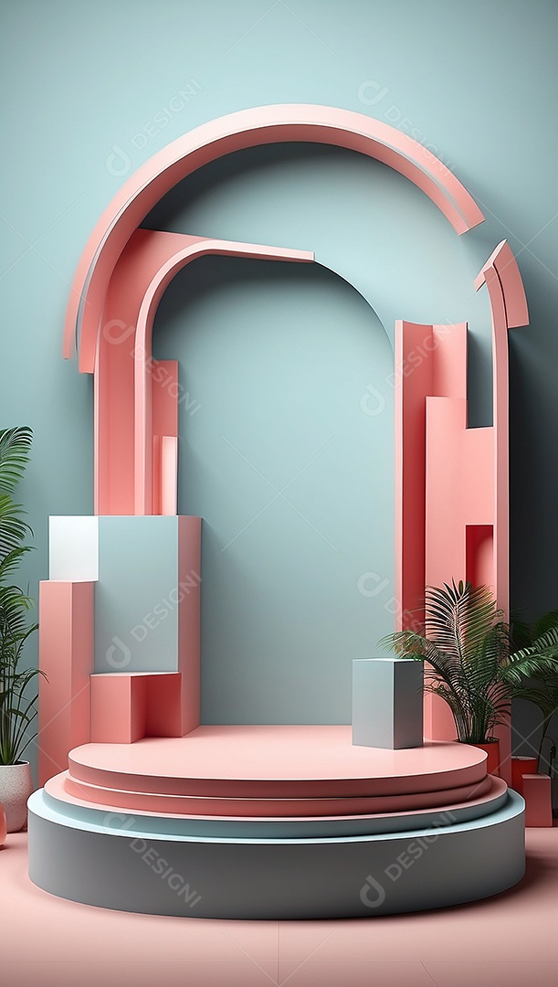 Cenário de pódio de exposição de produtos