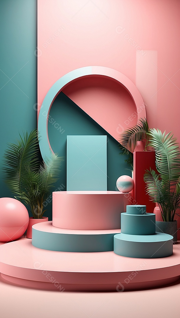 Cenário de pódio de exposição de produtos