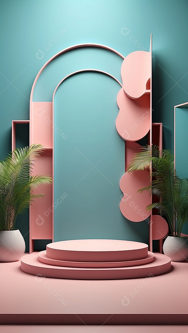 Cenário de pódio de exposição de produtos