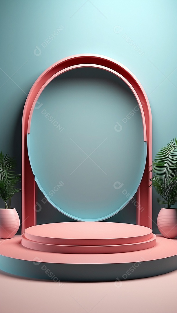 Cenário de pódio de exposição de produtos