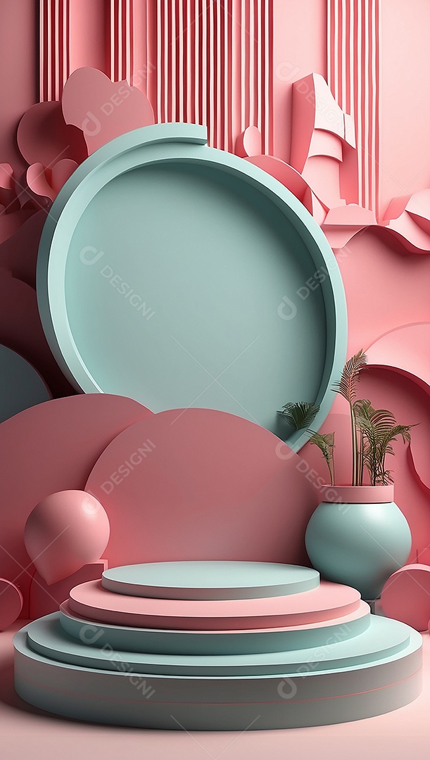 Cenário de pódio de exposição de produtos