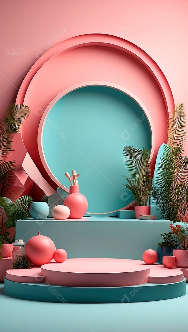 Cenário de pódio de exposição de produtos