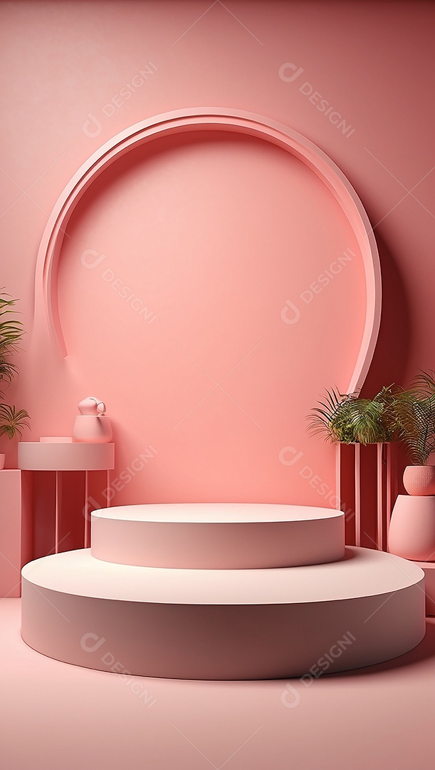 Cenário de pódio de exposição de produtos