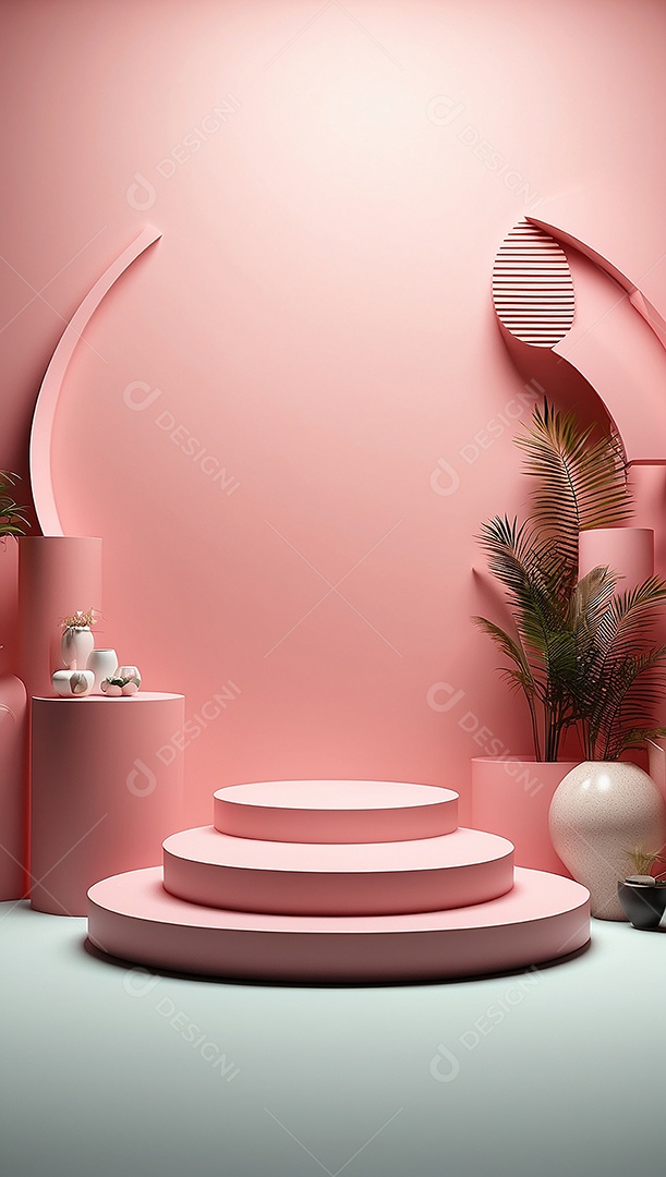 Cenário de pódio de exposição de produtos