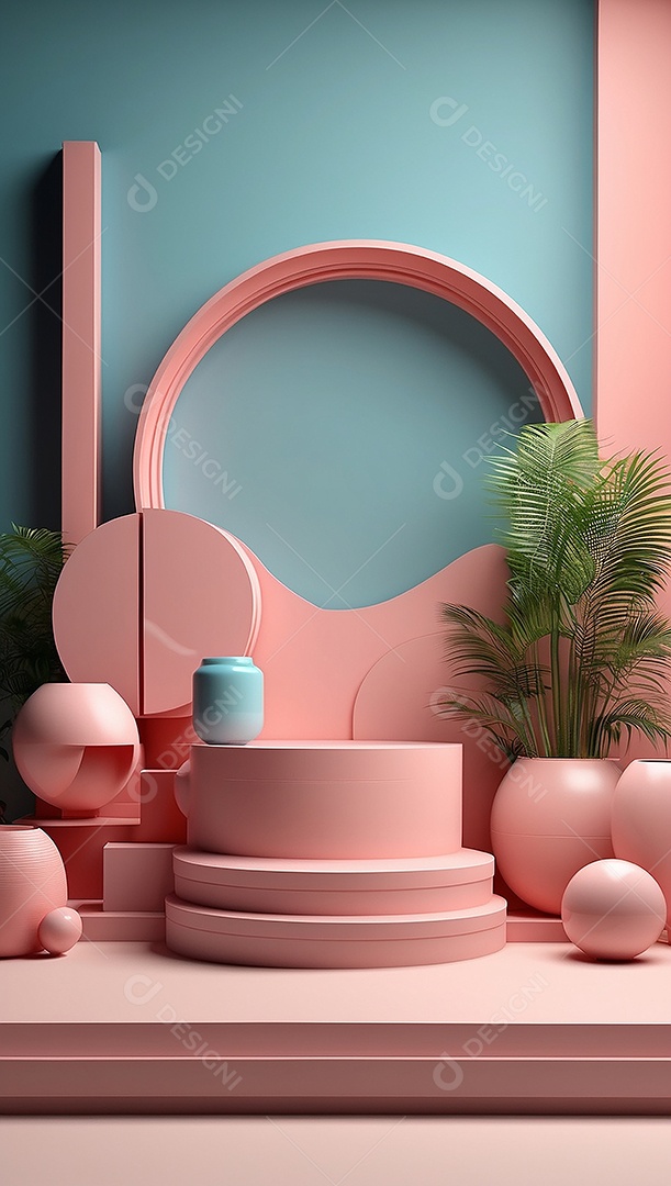 Cenário de pódio de exposição de produtos