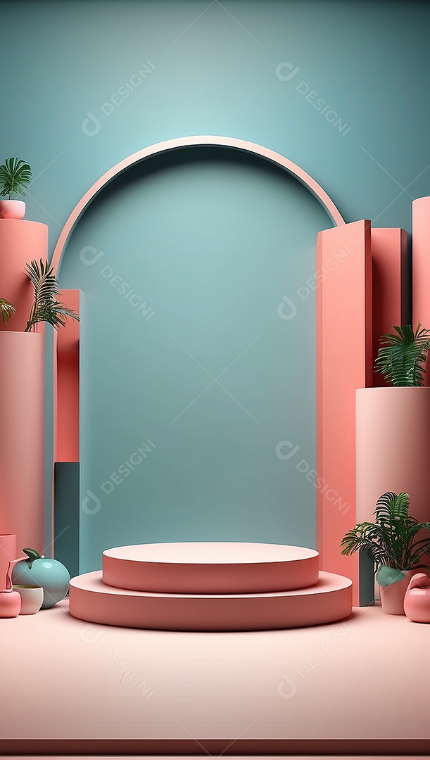 Cenário de pódio de exposição de produtos