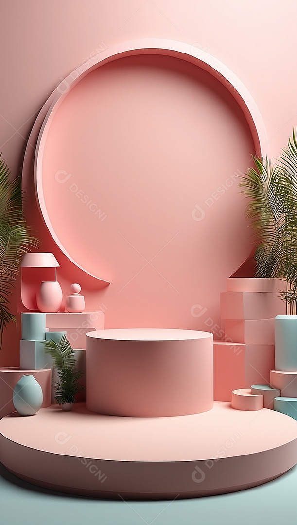 Cenário de pódio de exposição de produtos