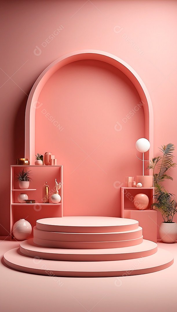 Cenário de pódio de exposição de produtos