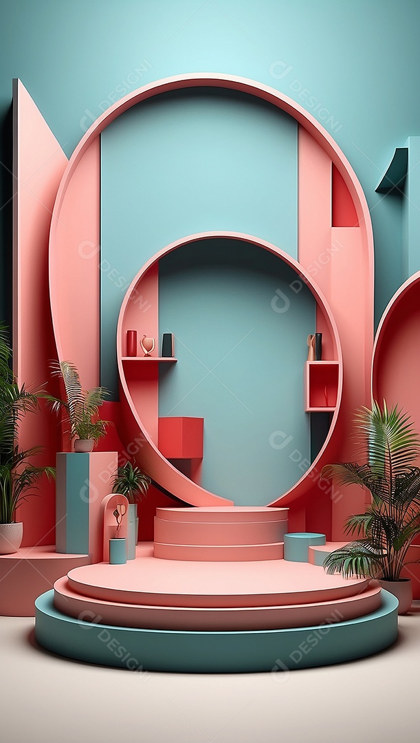 Cenário de pódio de exposição de produtos