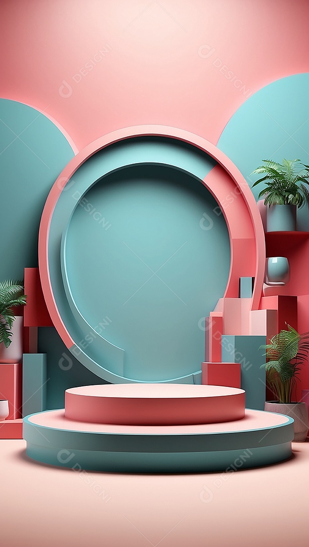 Cenário de pódio de exposição de produtos