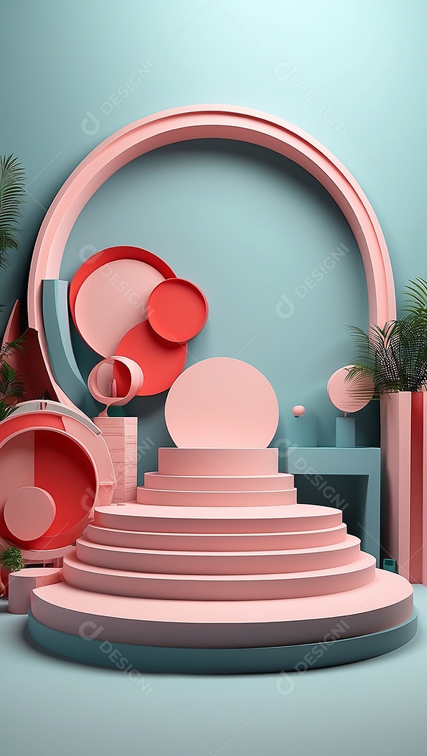 Cenário de pódio de exposição de produtos