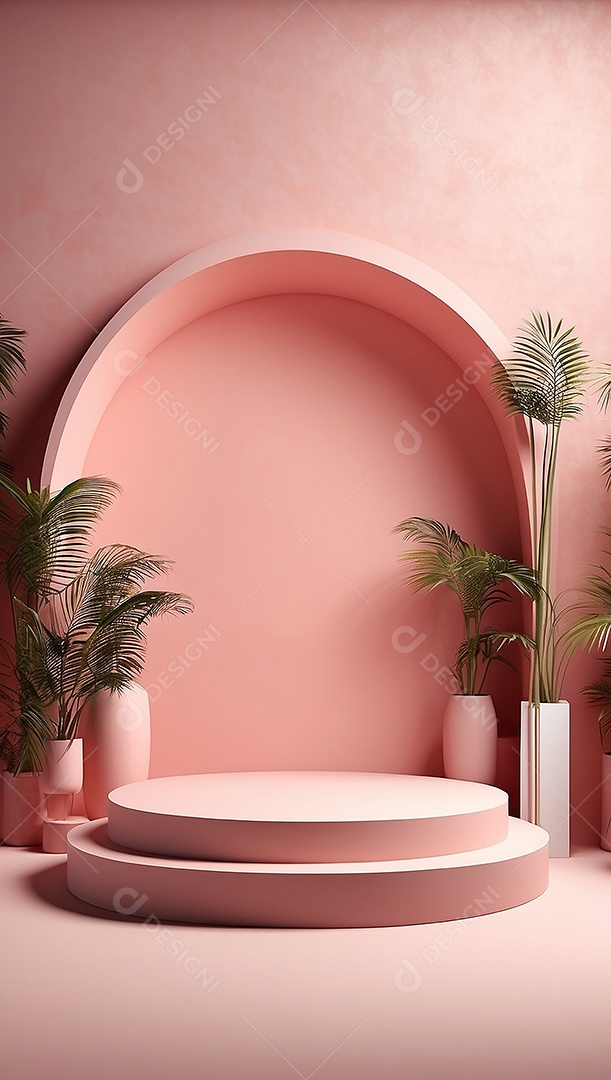 Cenário de pódio de exposição de produtos