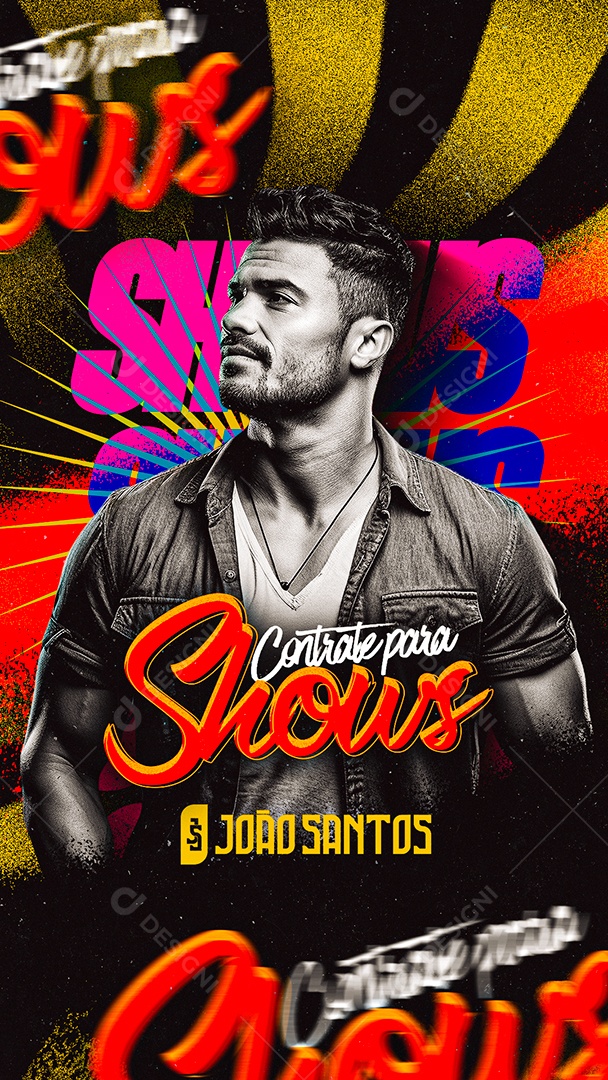Story Flyer Contrate para Shows João Santos Social Media PSD Editável