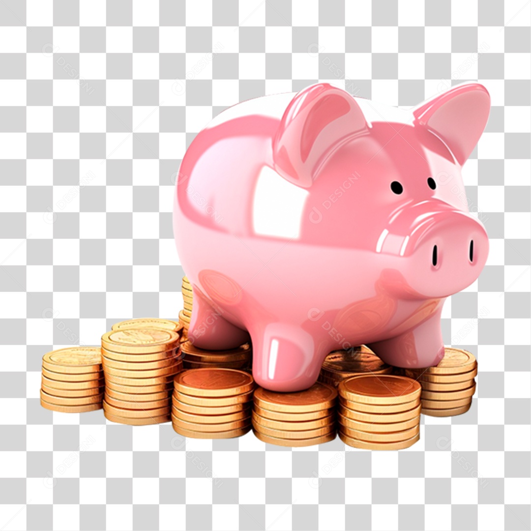 Cofre Rosa em Forma de Porquinho PNG Transparente