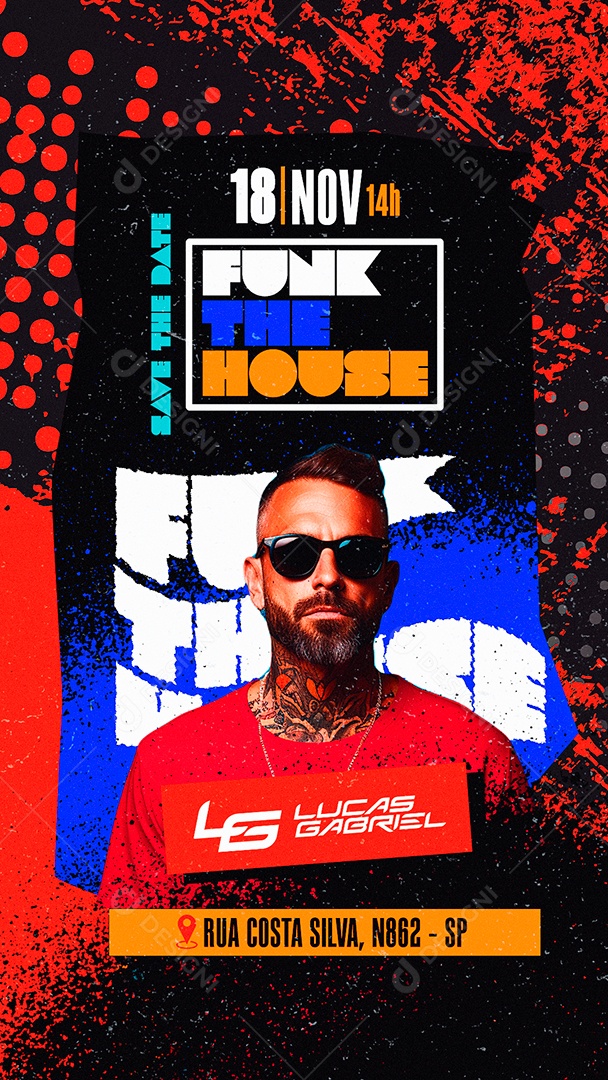 Story Flyer Funk The House Lucas Gabriel Social Media PSD Editável