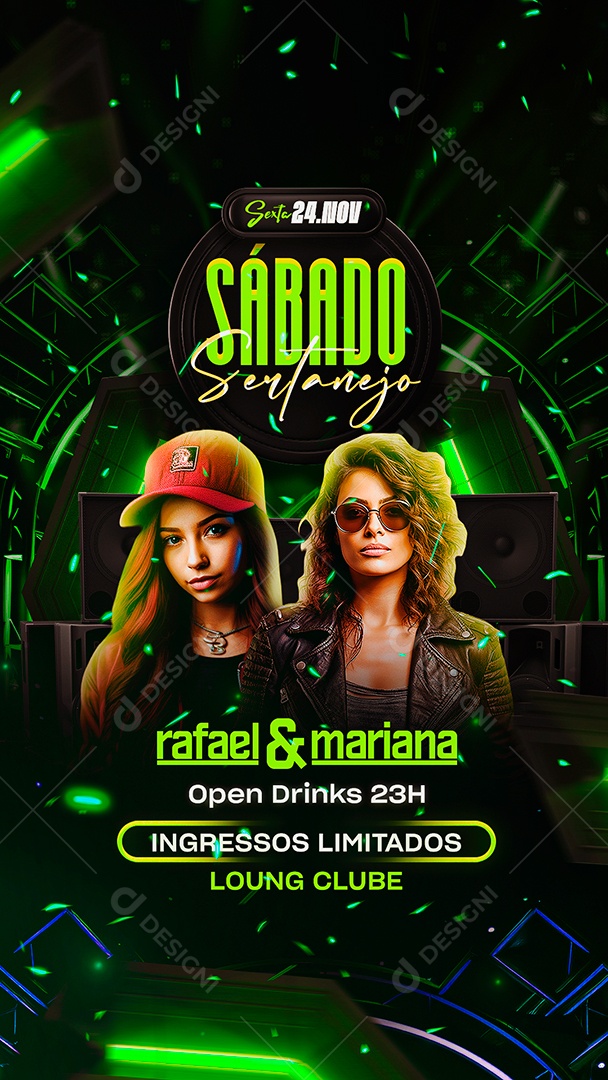 Story Flyer Sábado Sertanejo Rafael & Mariana Social Media PSD Editável