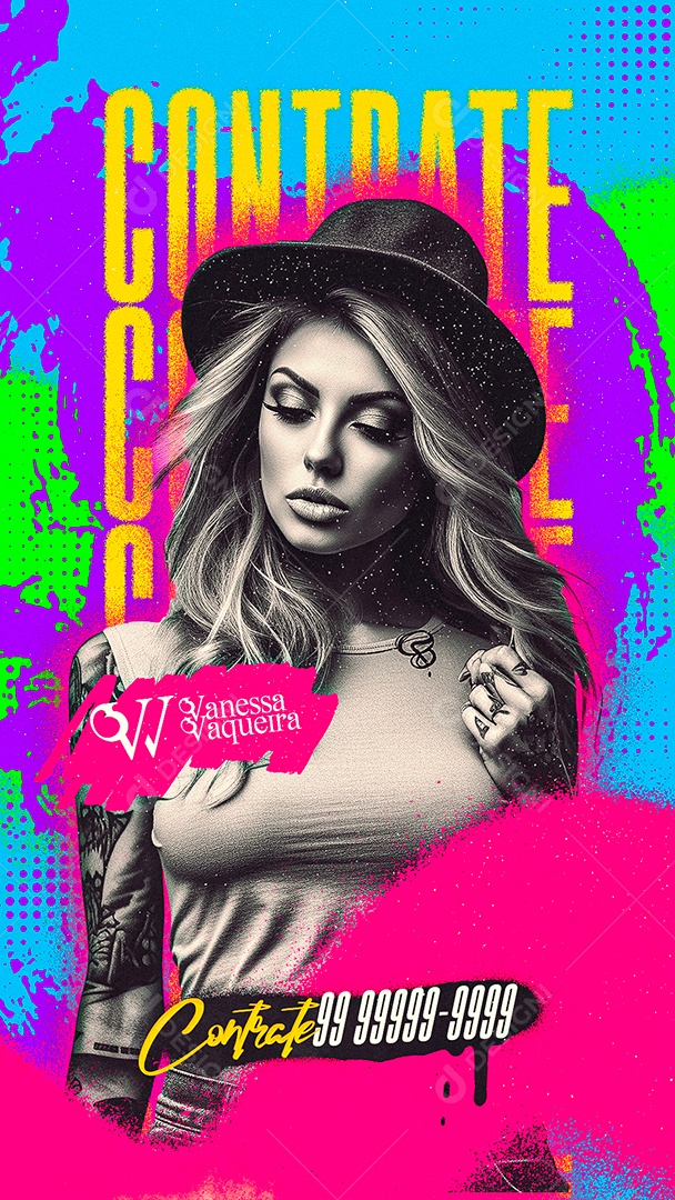 Story Flyer Contrate Vanessa Vaqueira Social Media PSD Editável