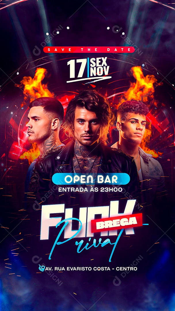 Story Flyer Open Bar Brega Funk Privat Social Media PSD Editável