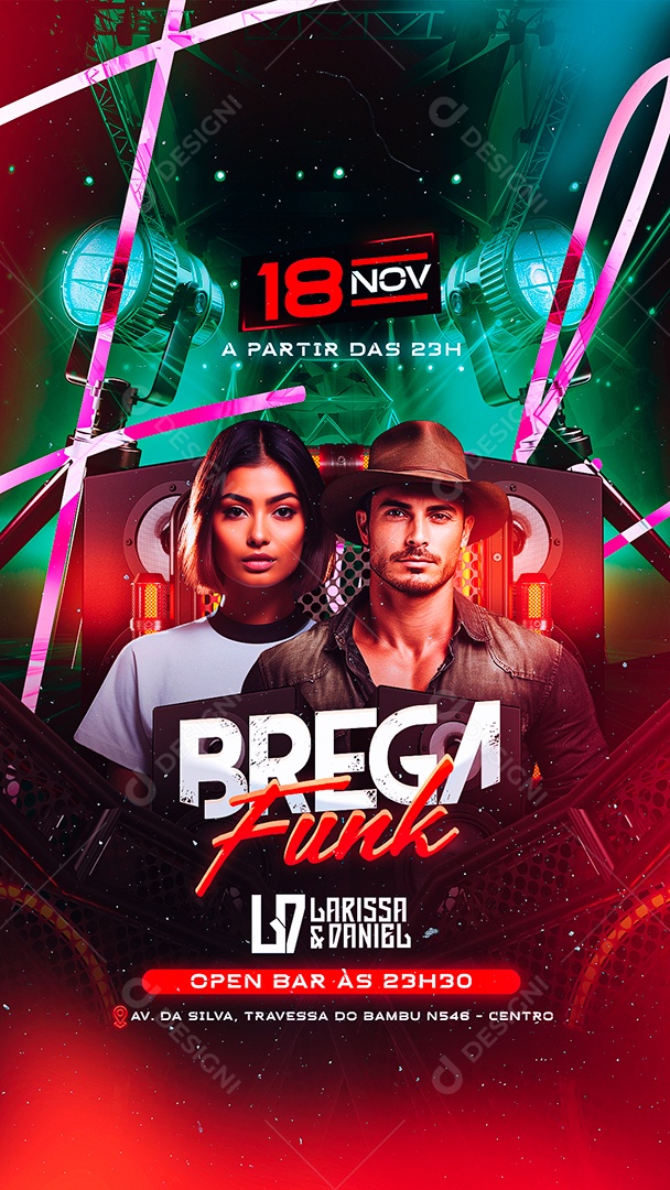 Story Flyer Brega Funk Larissa & Daniel Open Bar Social Media PSD Editável