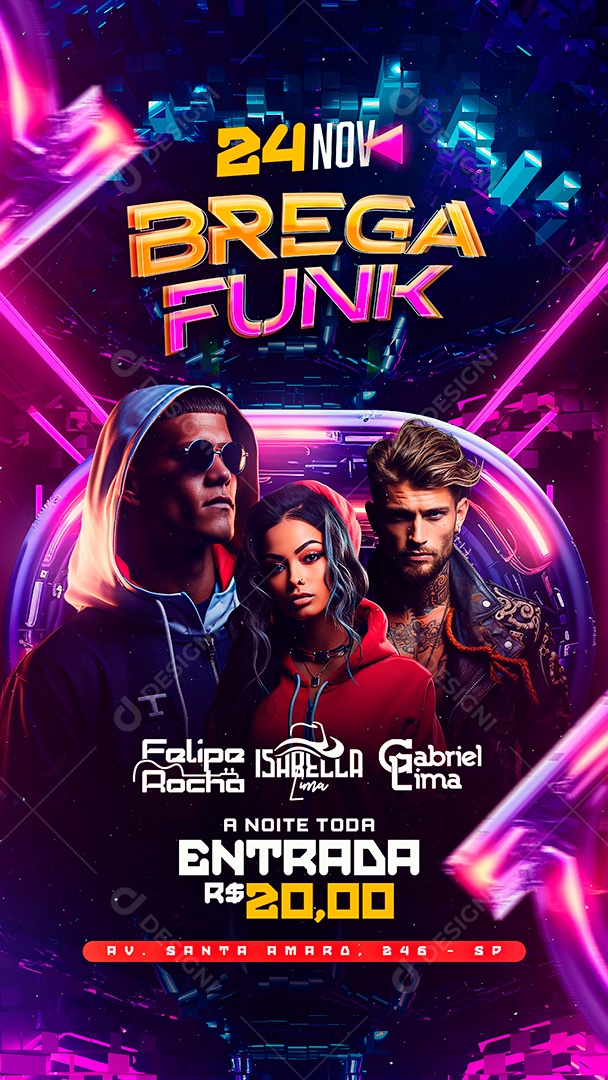 Story Flyer Brega Funk Felipe Rocha Isabella Lima Gabriel Lima Social Media PSD Editável