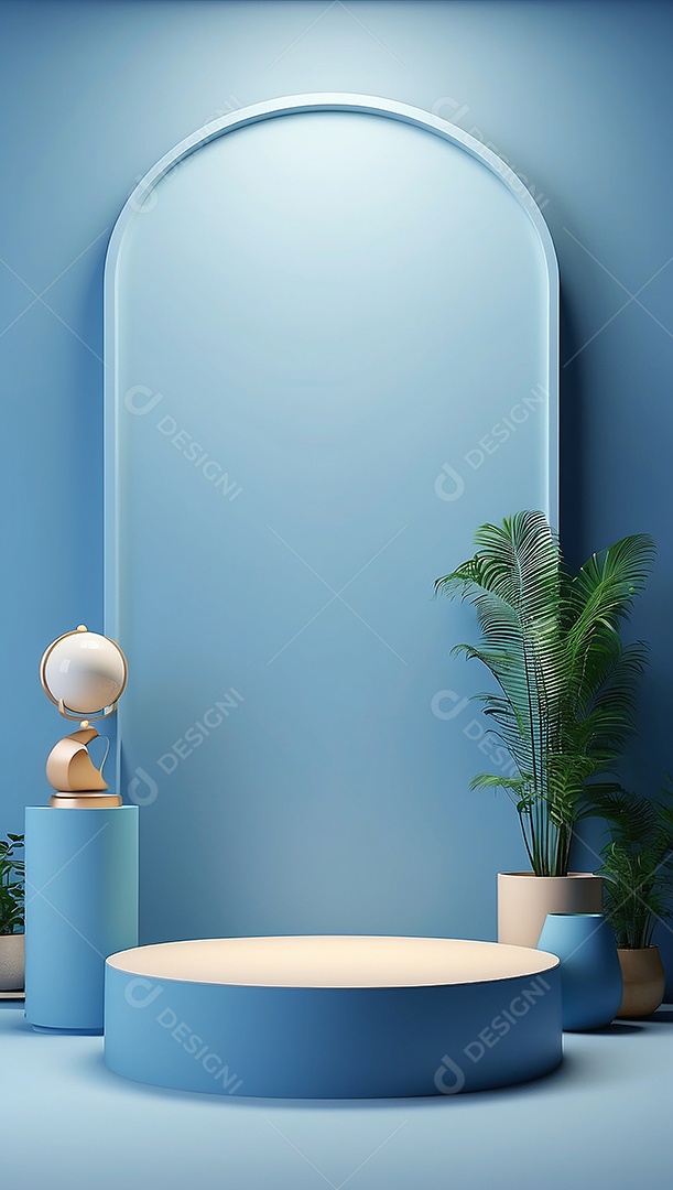 Pódio de exibição de produto azul simple