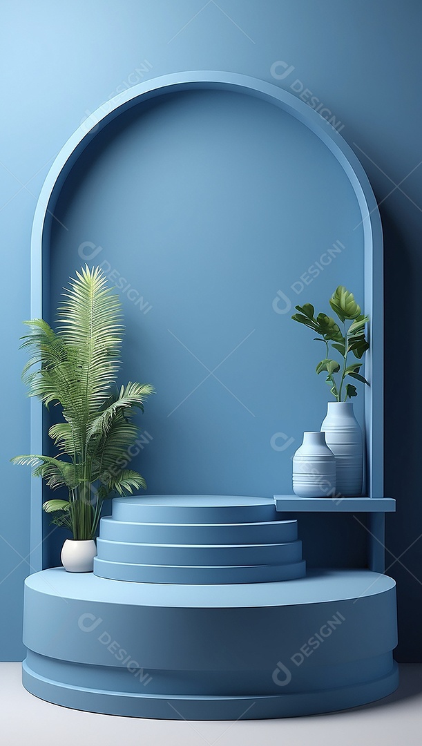 Pódio de exibição de produto azul simples