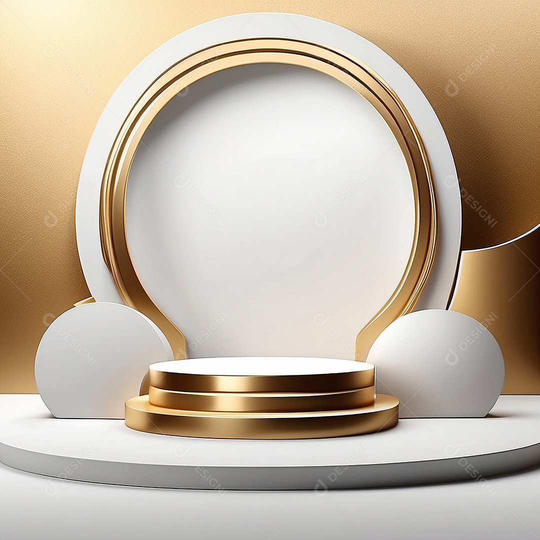 White Gold Gradients Podium Background