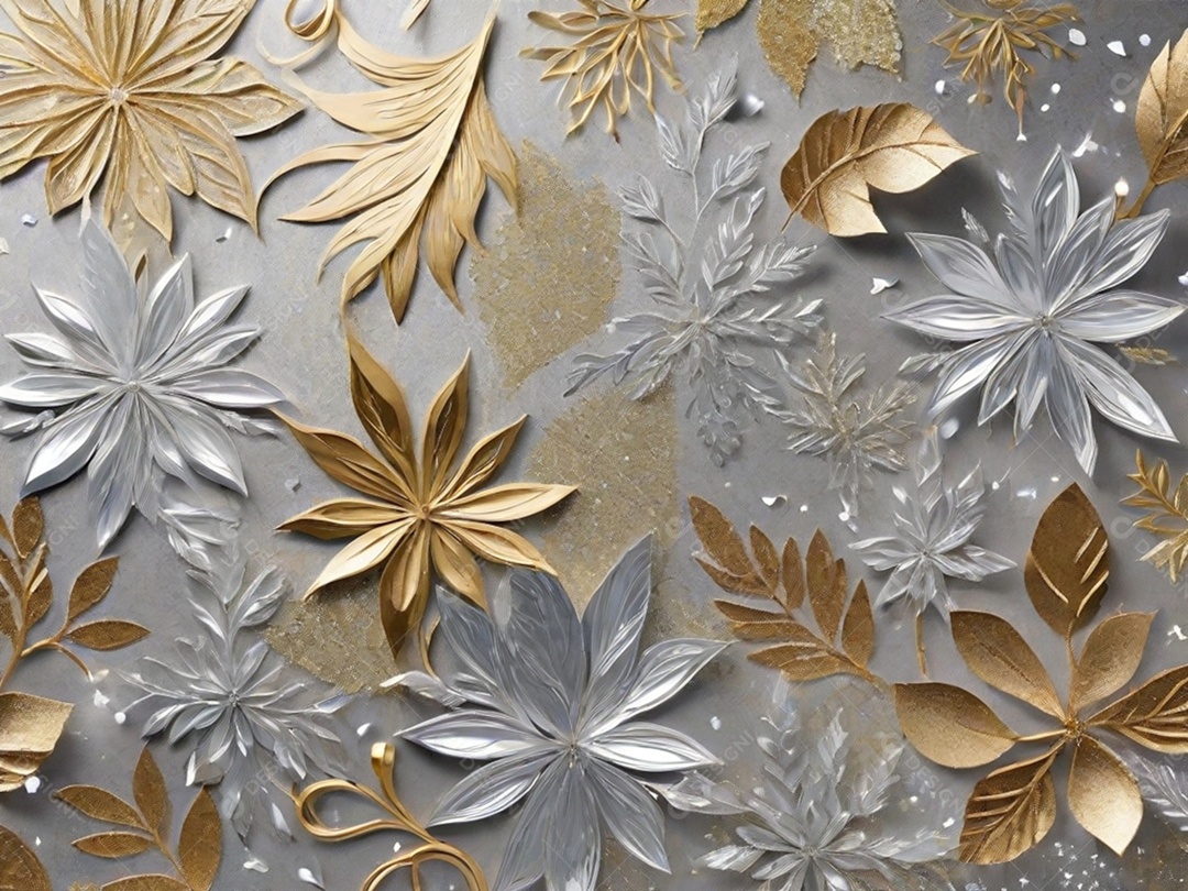 Crie um fundo de parede com uma textura brilhante, usando glitter e tintas metálicas para dar um aspecto festivo e glamoroso.