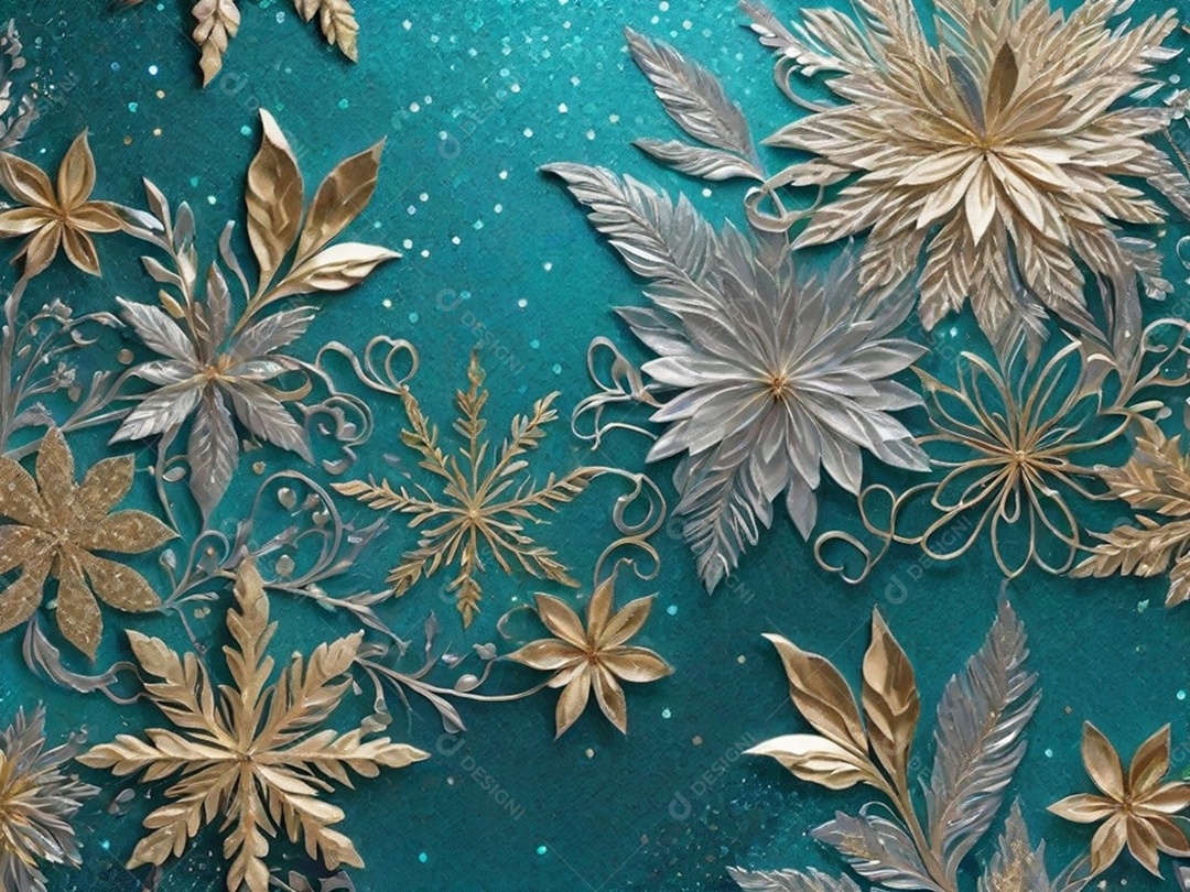 Crie um fundo de parede com uma textura brilhante, usando glitter e tintas metálicas para dar um aspecto festivo e glamoroso.