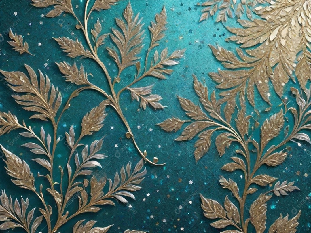 Crie um fundo de parede com uma textura brilhante, usando glitter e tintas metálicas para dar um aspecto festivo e glamoroso.