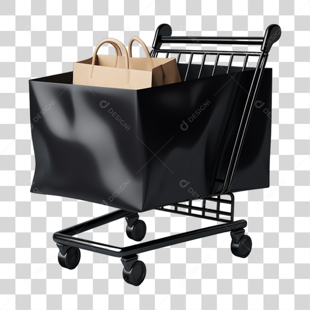 Black Friday Carrinho de Compras PNG Transparente