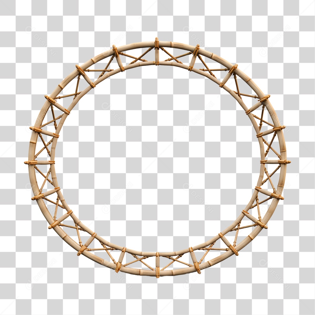 Elemento 3D Bambu Madeira Treliça Redonda Para Composição PNG Transparente