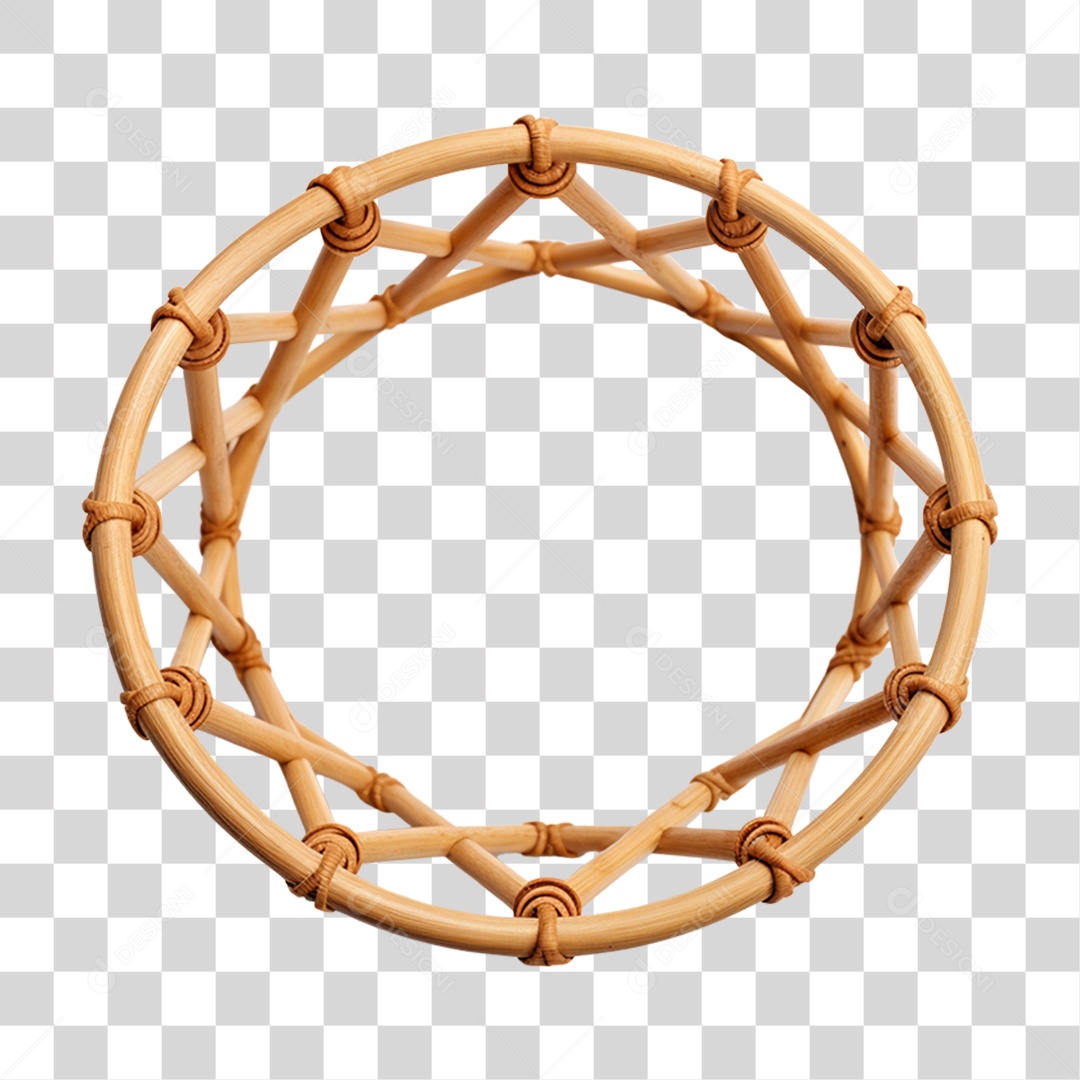 Elemento 3D Bambu Madeira Treliça Redonda Para Composição PNG Transparente