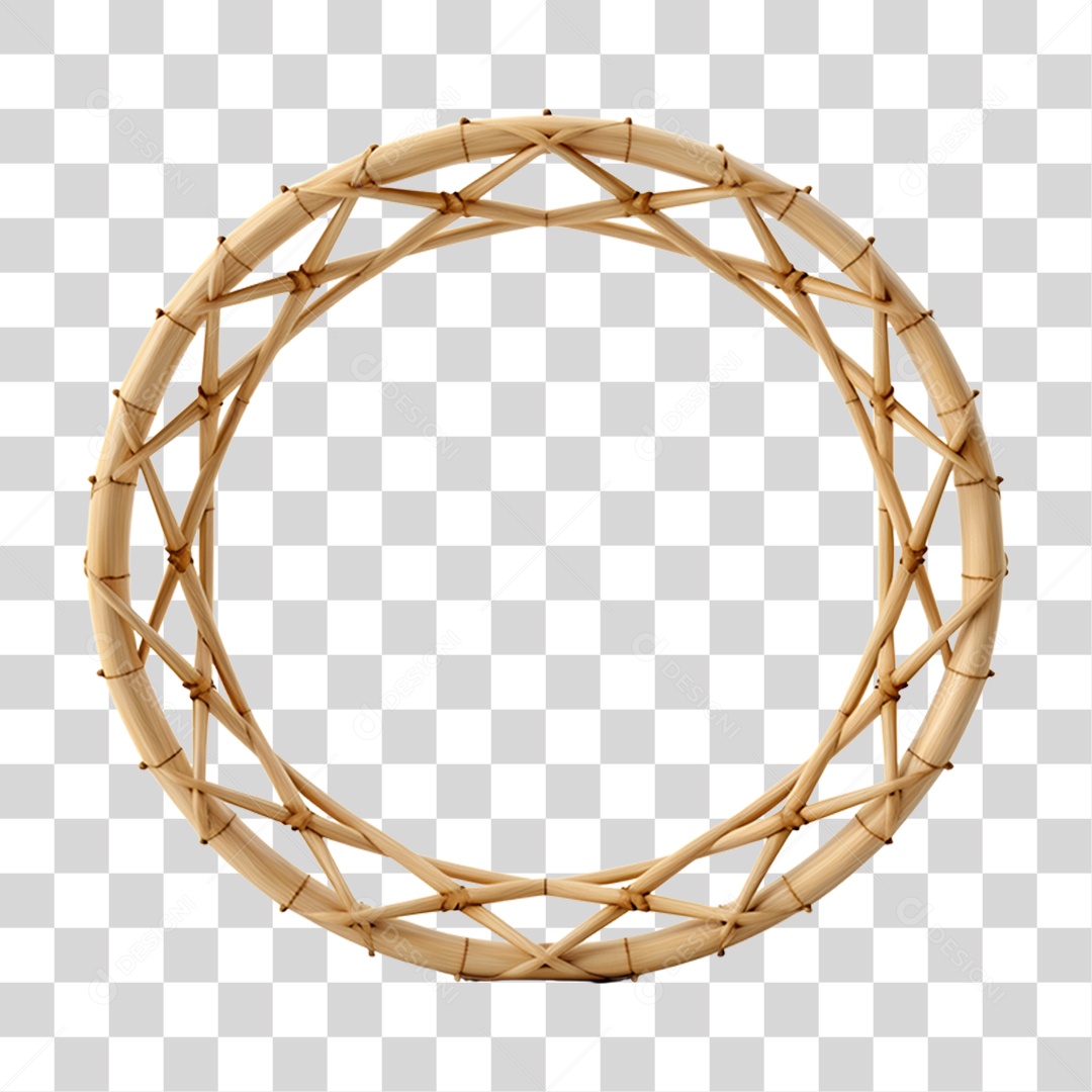 Elemento 3D Bambu Madeira Treliça Redonda Para Composição PNG Transparente